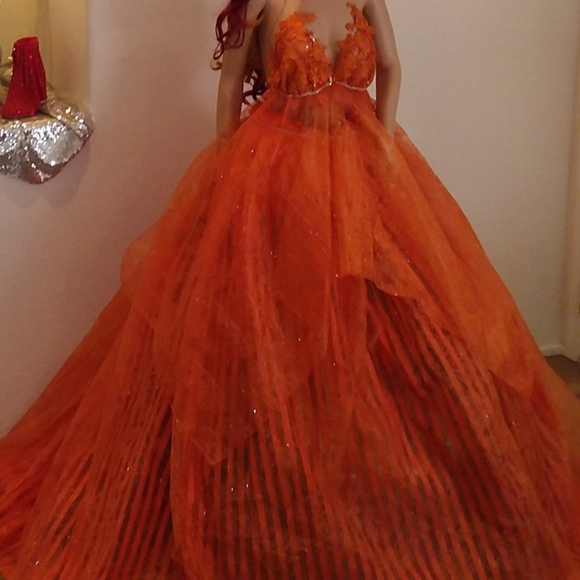 "ANNONA" Orange Harvest Boho Wedding Ballgown Set - Picture 6 of 14